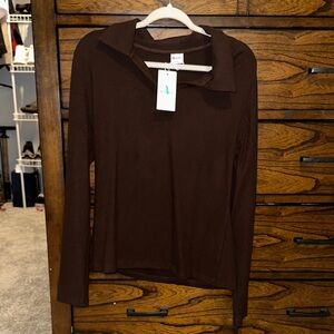 Chic Chocolate Brown Long Sleeve Top